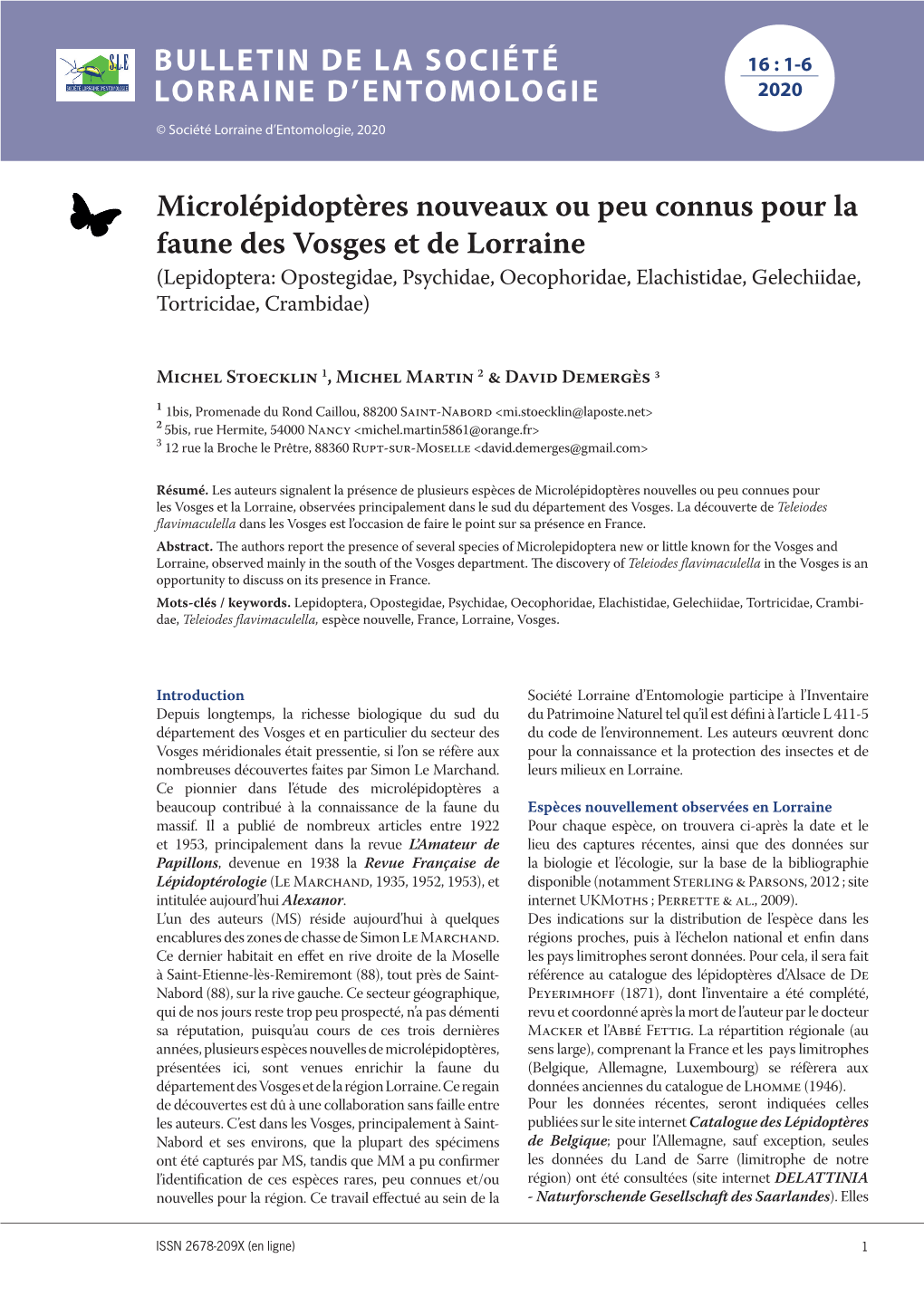 Bulletin De La Société Lorraine D'entomologie