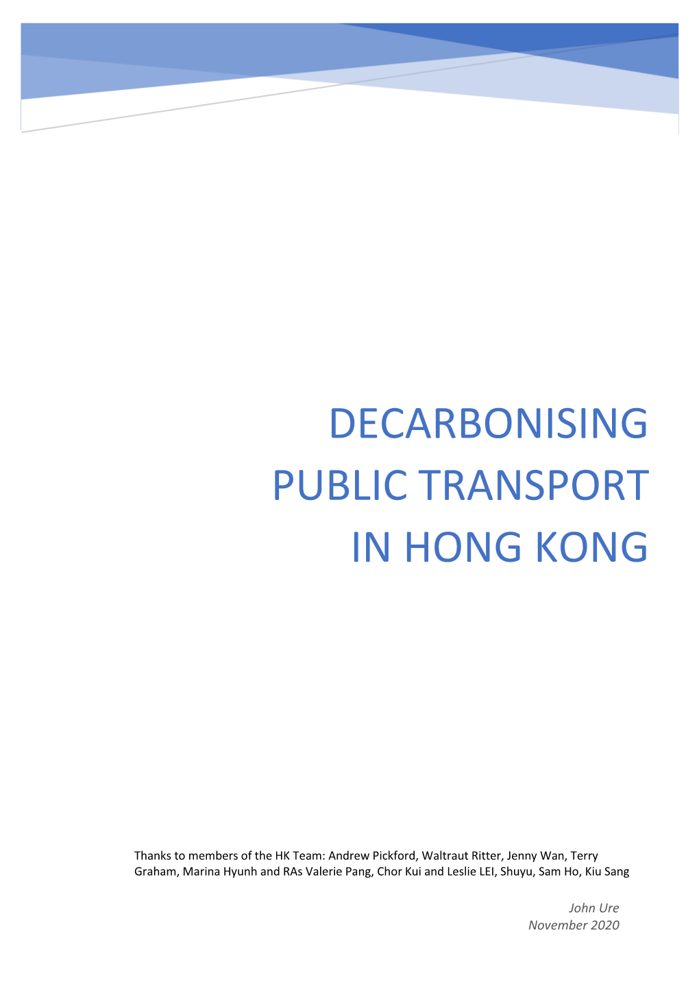 Decarbonising Public Transport in Hong Kong