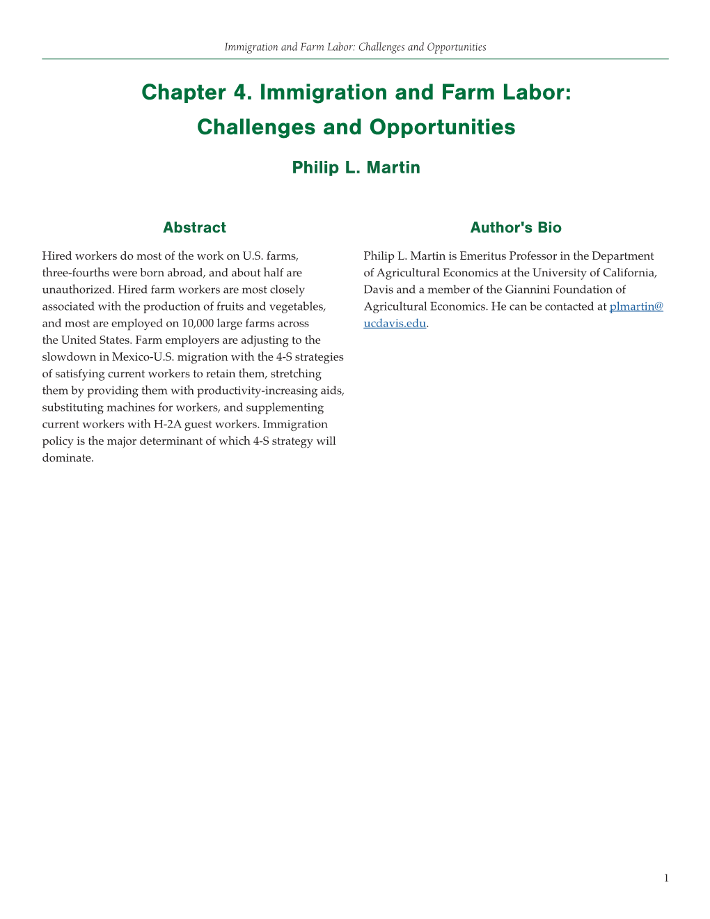 Chapter 4. Immigration and Farm Labor: Challenges and Opportunities