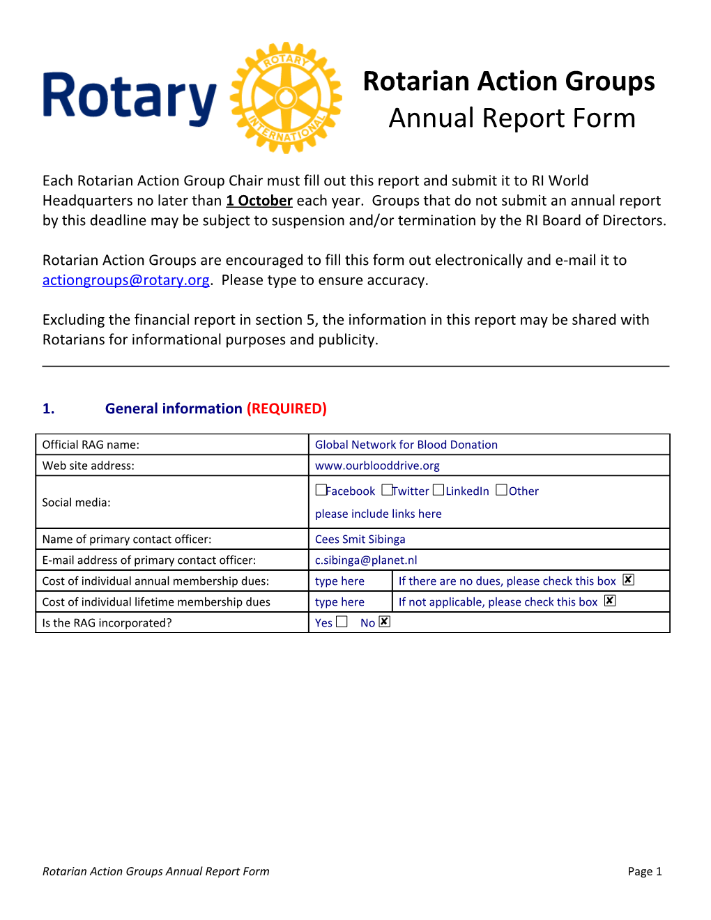 DRAFT Rotary Fellowships Annual Report Form