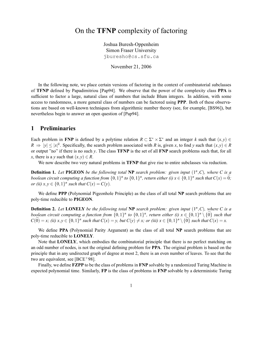 On the TFNP Complexity of Factoring