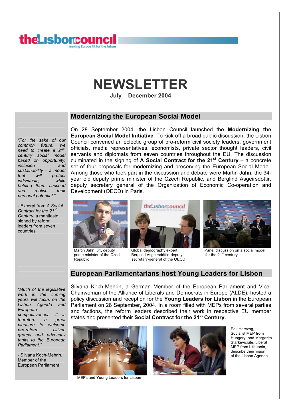 NEWSLETTER July – December 2004