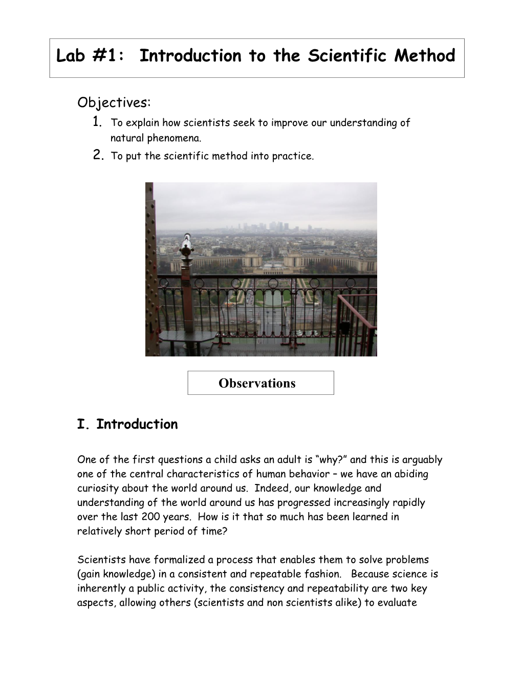 Lab 1: Introduction To The Scientific Method