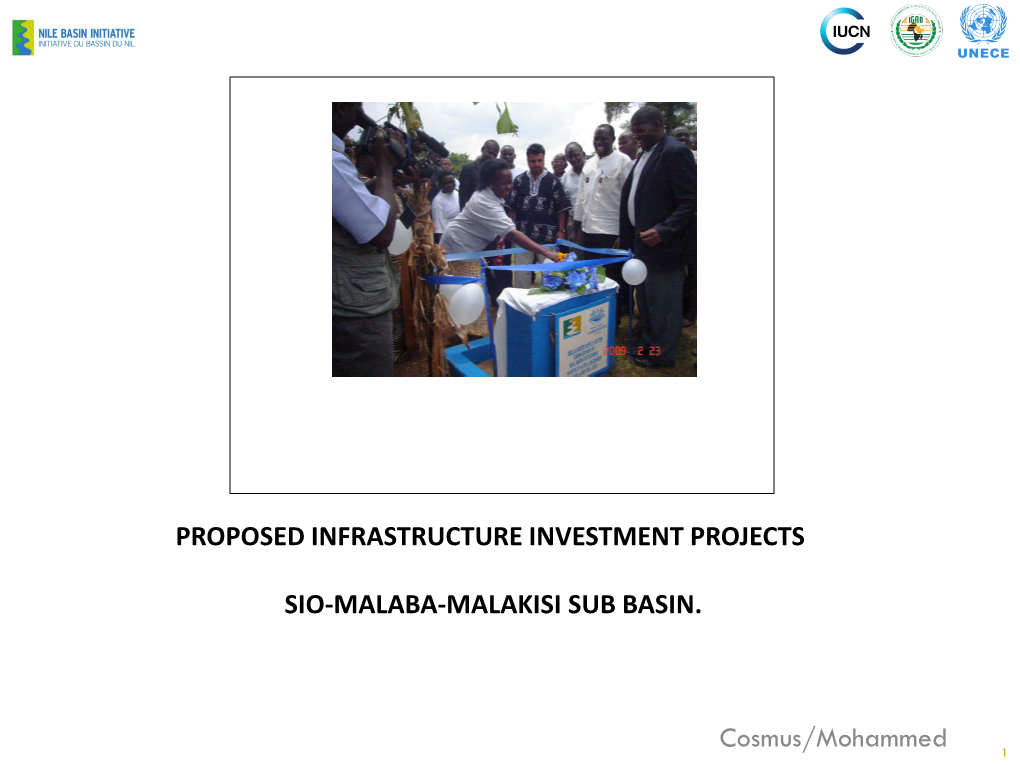 Proposed Infrastructure Investments Projects for SMM Basin