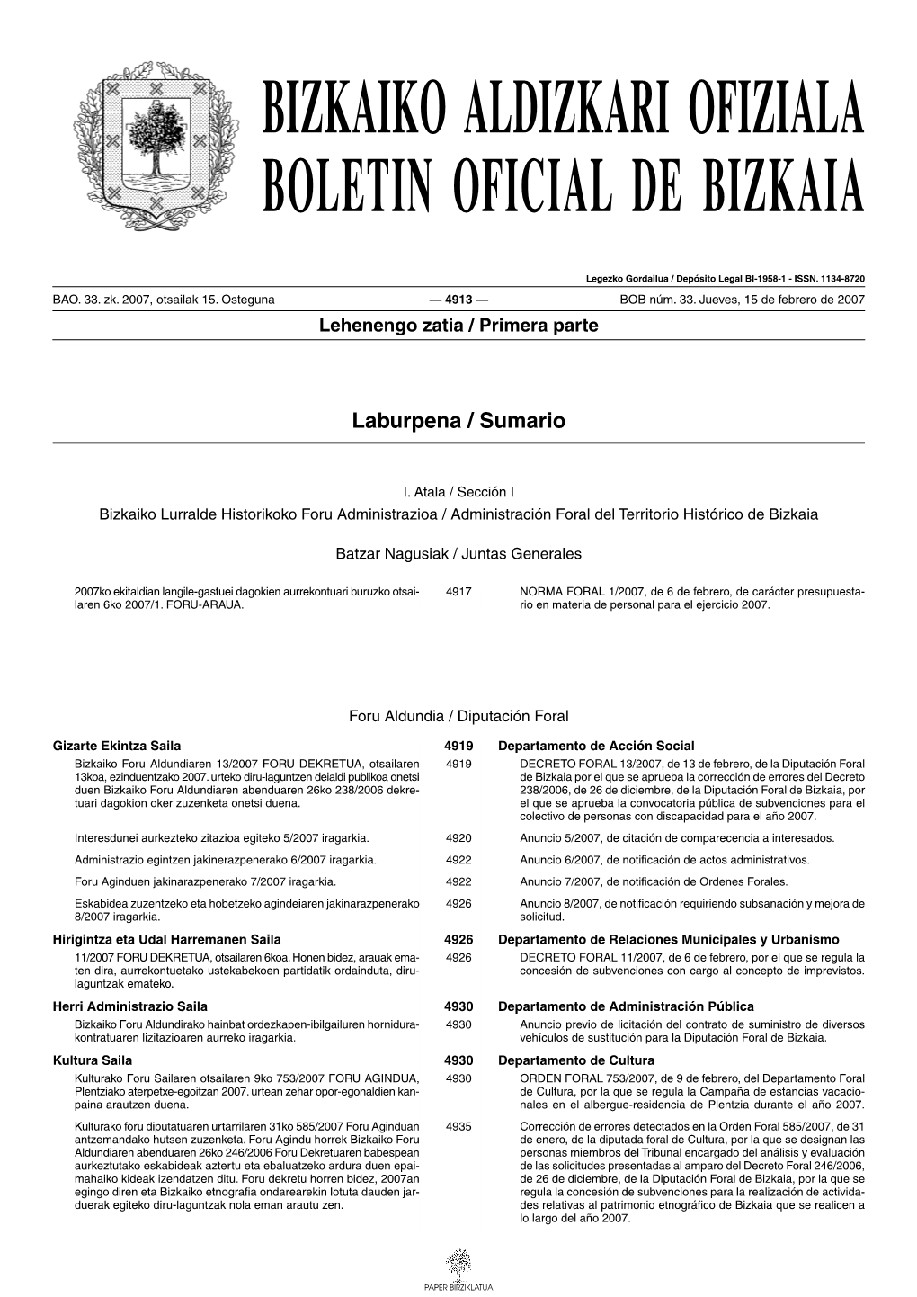 Bizkaiko Aldizkari Ofiziala Boletin Oficial De Bizkaia