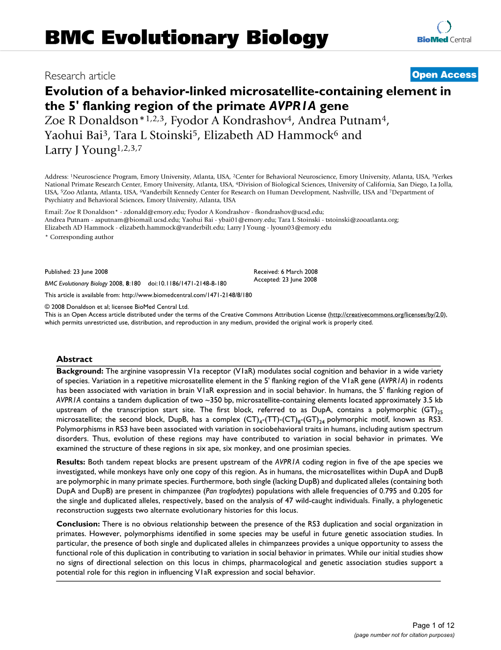 BMC Evolutionary Biology Biomed Central