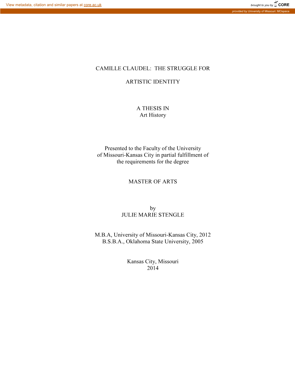 Camille Claudel: the Struggle For