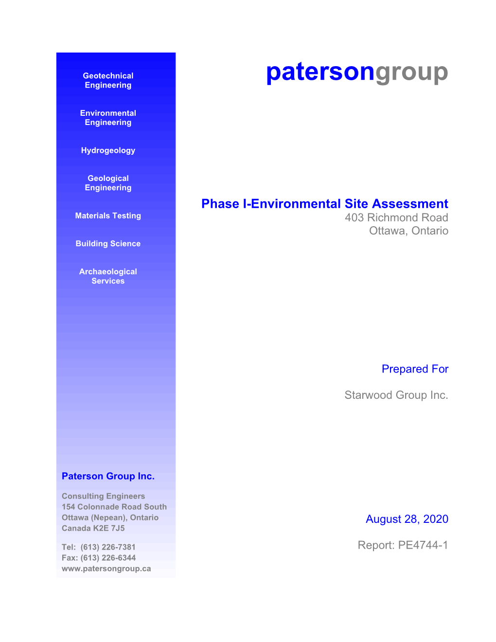 Patersongroup Phase I-Environmental Site Assessment