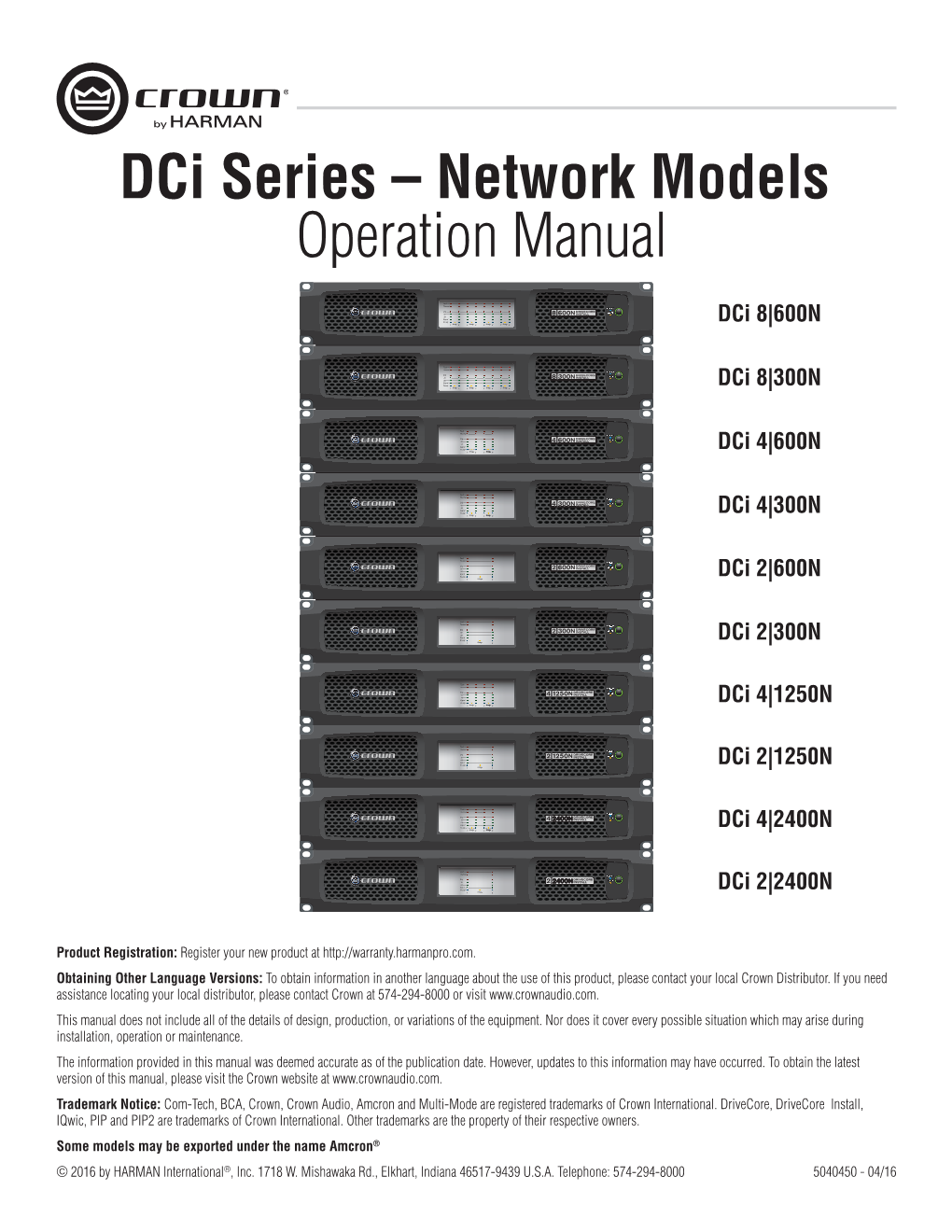 Dci Series – Network Models Operation Manual
