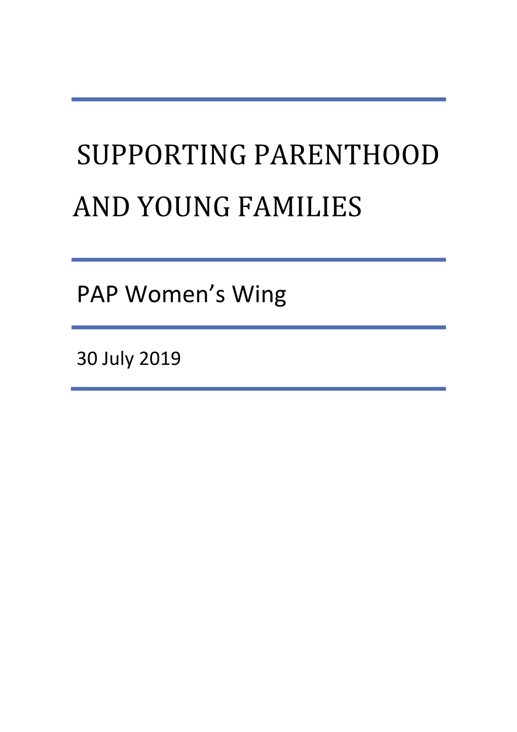 Supporting Parenthood and Young Families