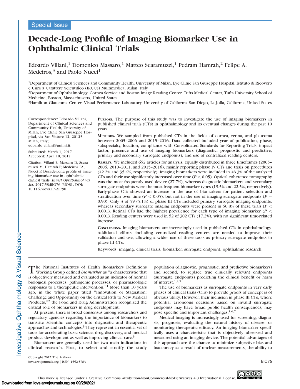 Decade-Long Profile of Imaging Biomarker Use in Ophthalmic