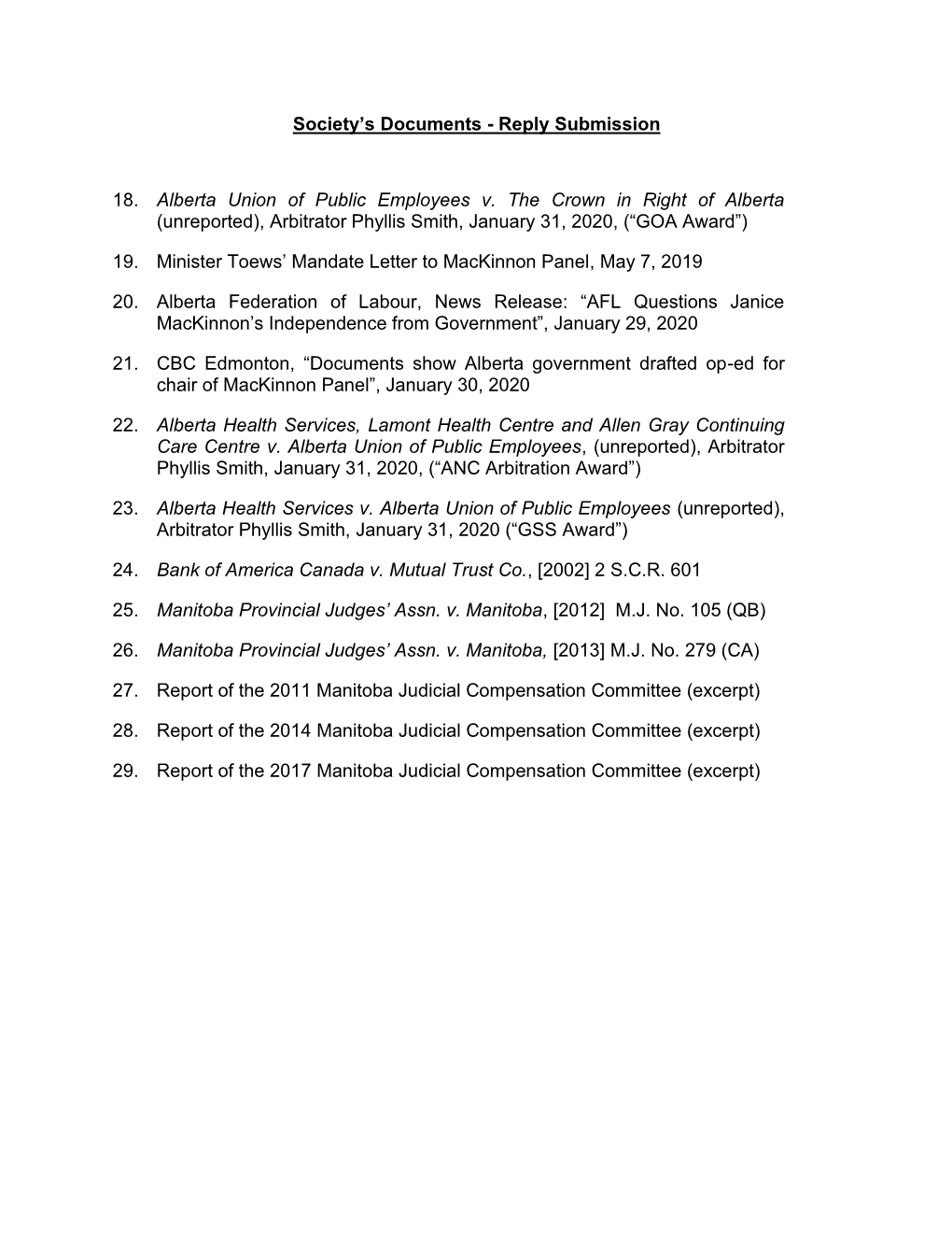 Peace Compensation Commission Reply Submissions of the Crown in Right of Alberta Submitted by Phyllis A. Smith