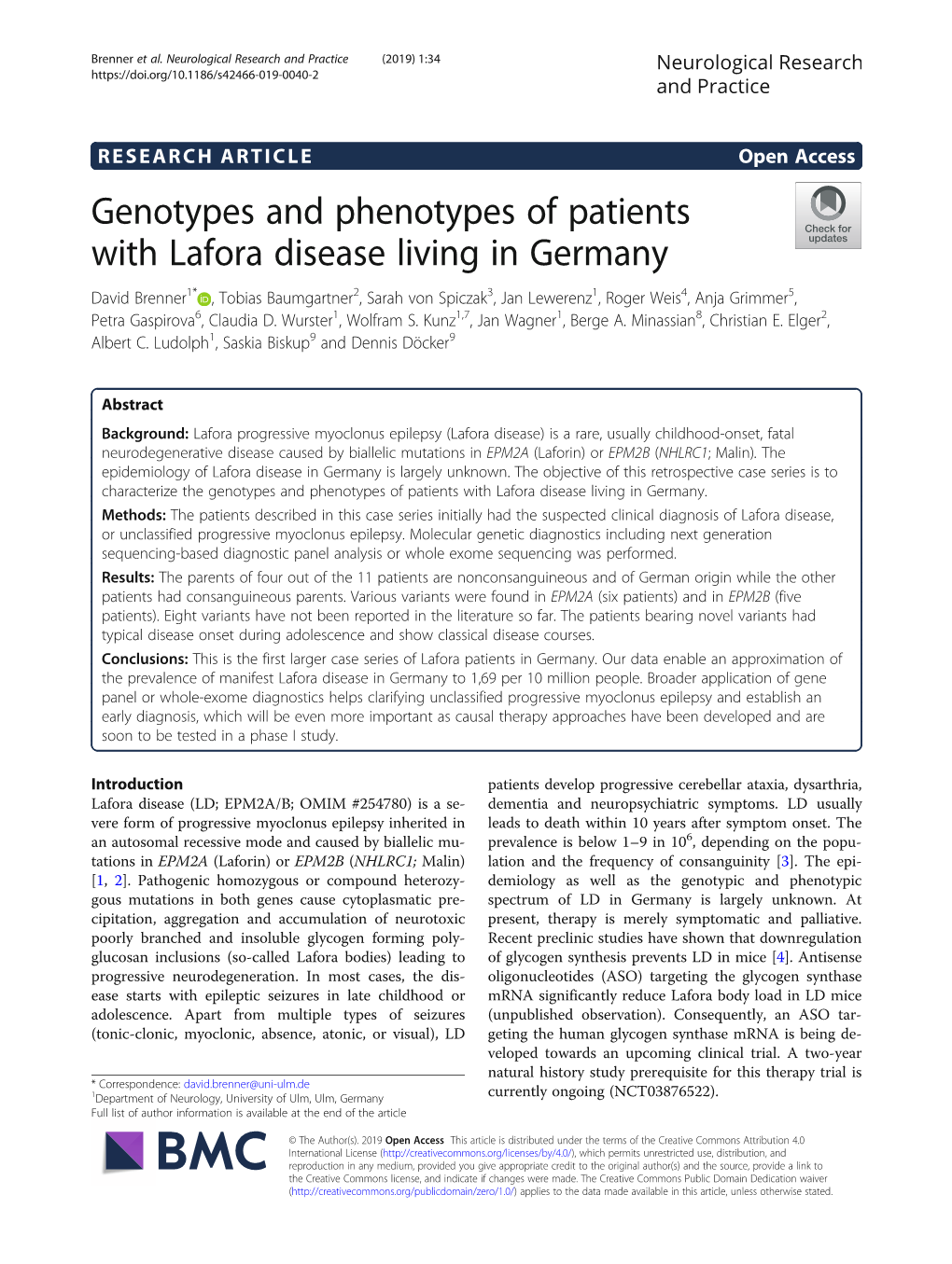 Genotypes and Phenotypes of Patients with Lafora Disease Living In