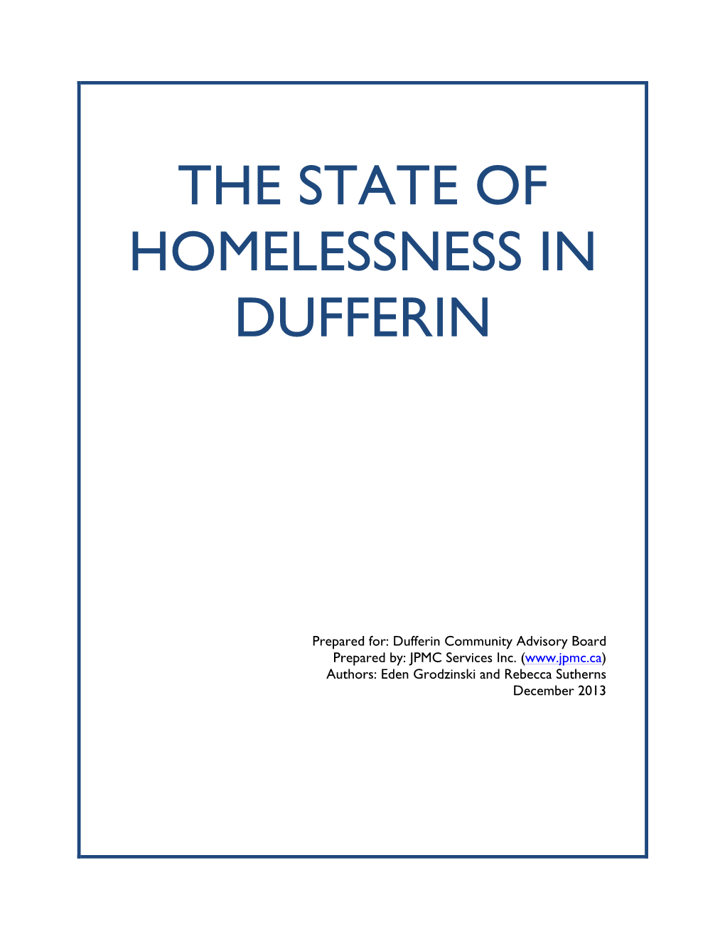 The State of Homelessness in Dufferin