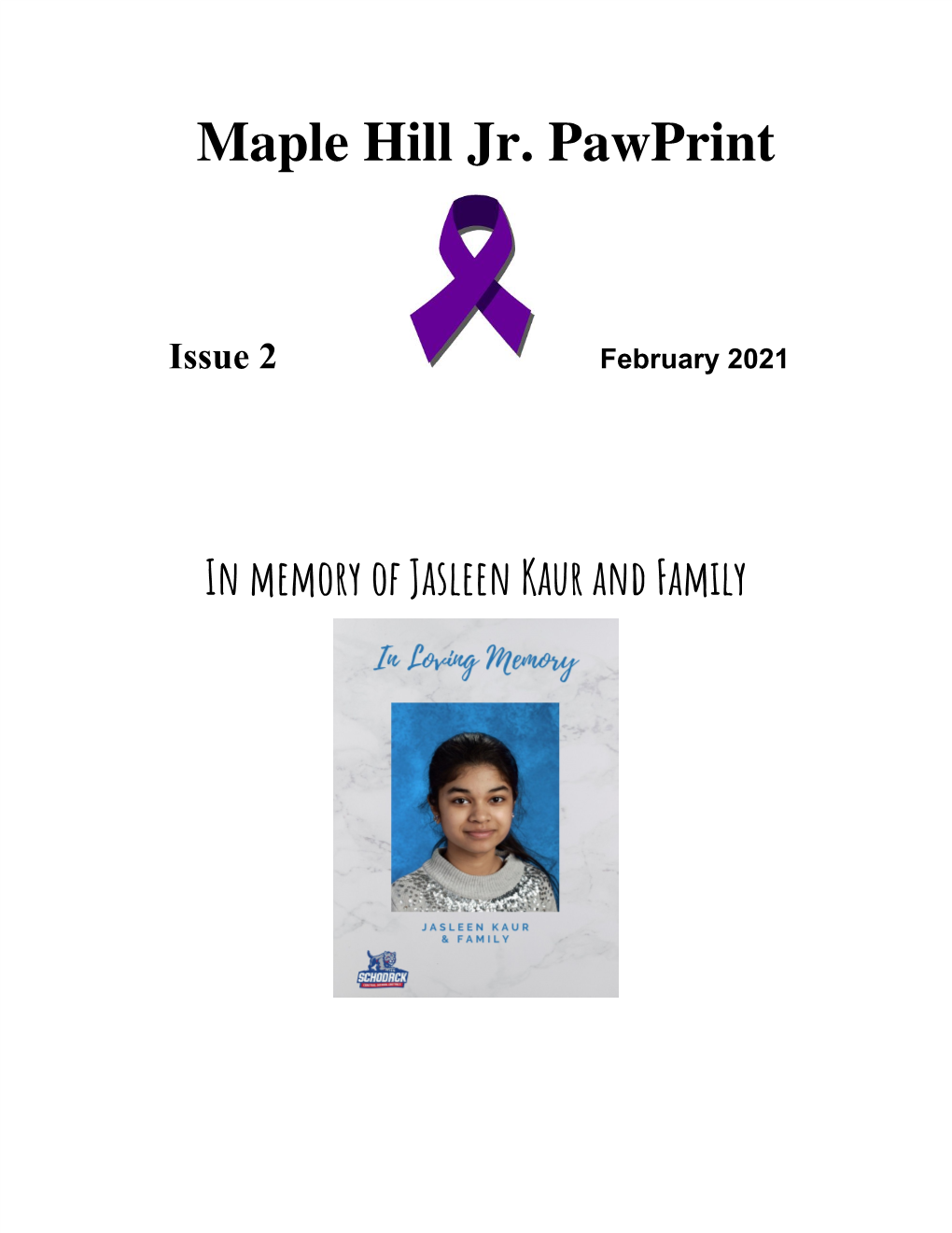 Jr. Pawprint Student Newspaper