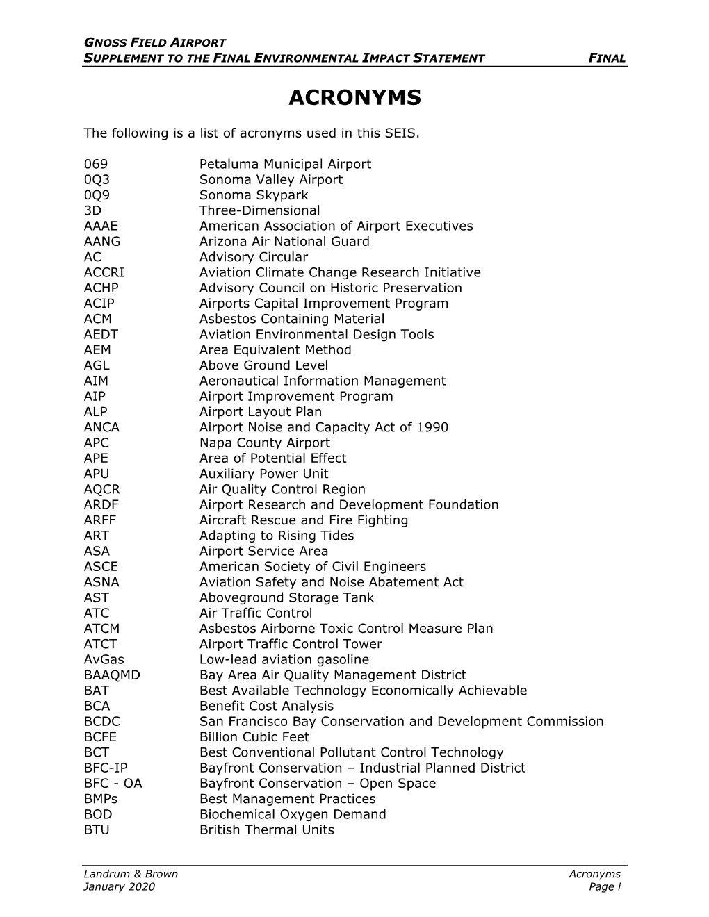 Acronyms and Glossary