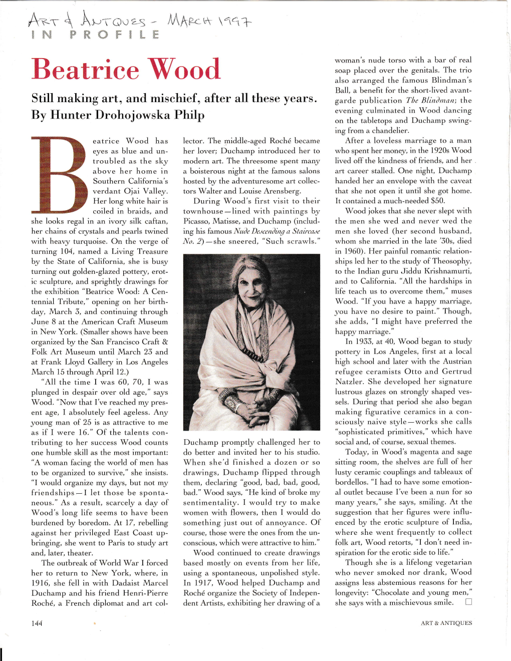 Beatrice Wood Also Arranged the Famous Blindman's Ball, a Benefit for the Short-Lived Avant- Still Making Art, and Mischief , After All These Years