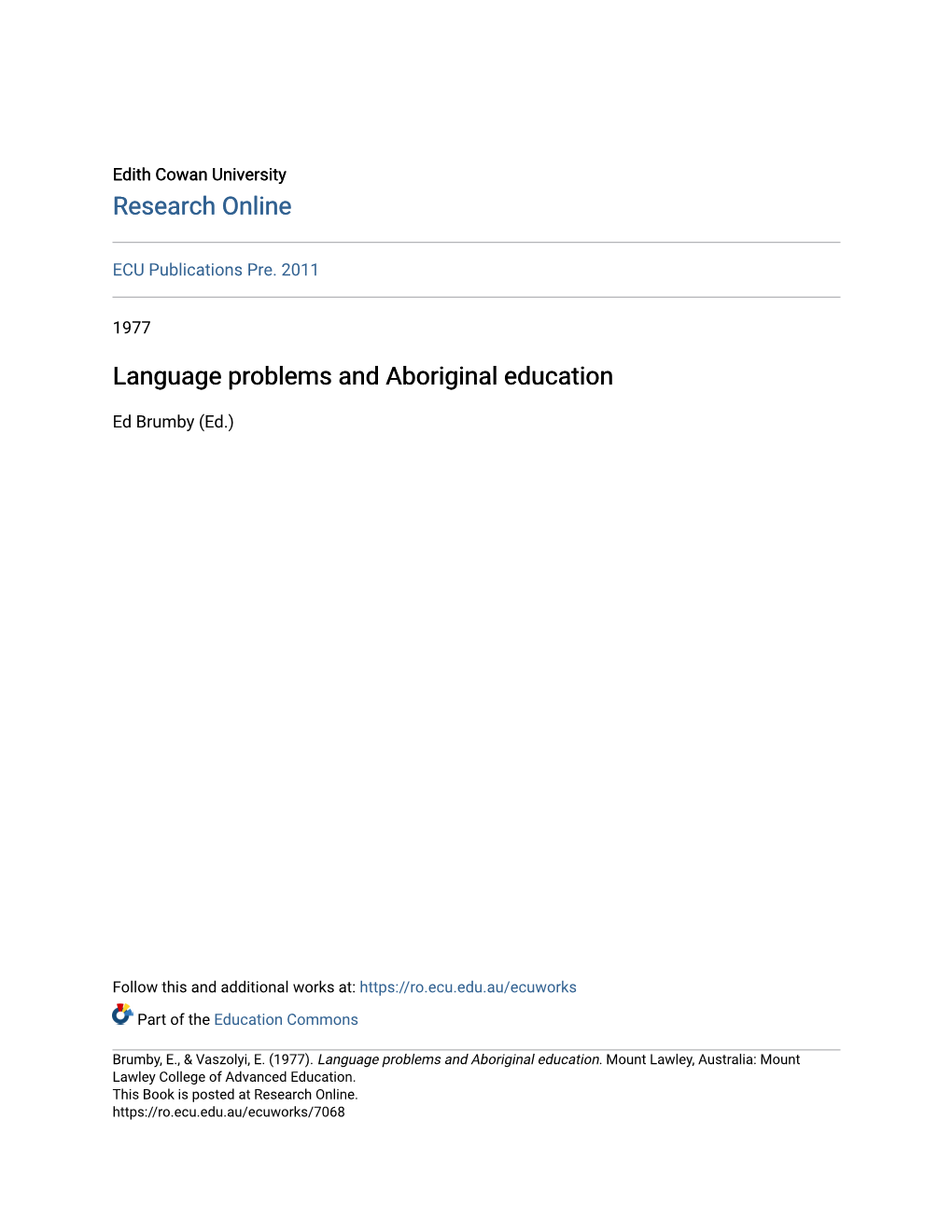 Language Problems and Aboriginal Education