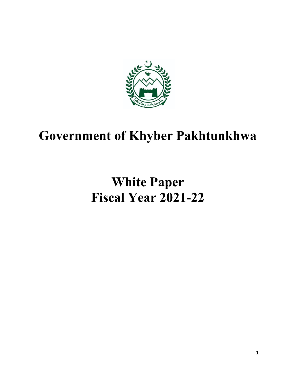 Government of Khyber Pakhtunkhwa White Paper Fiscal Year 2021-22