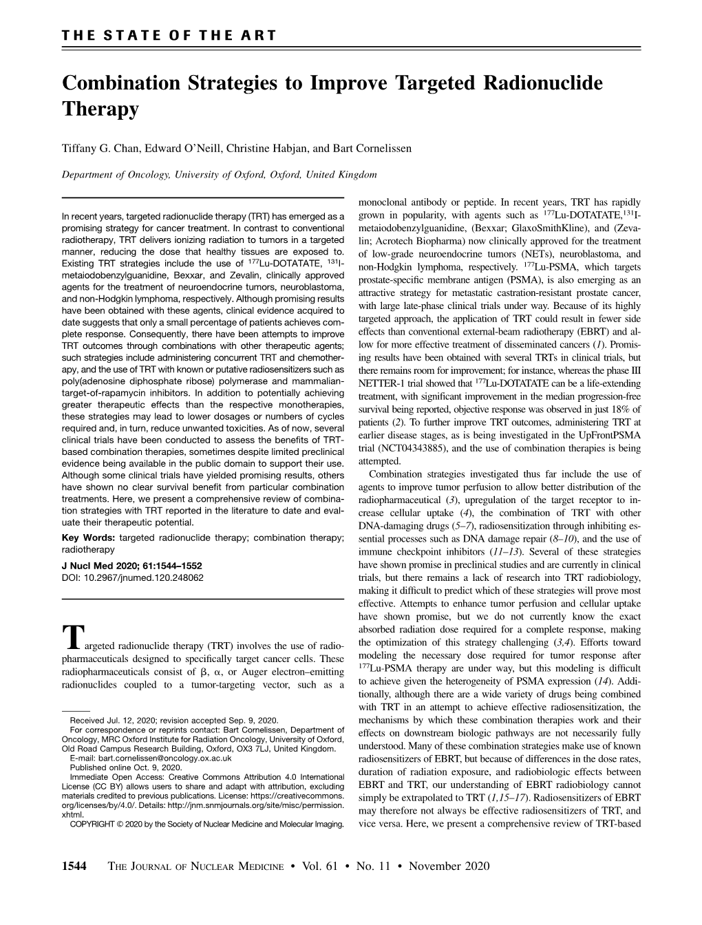 Combination Strategies to Improve Targeted Radionuclide Therapy