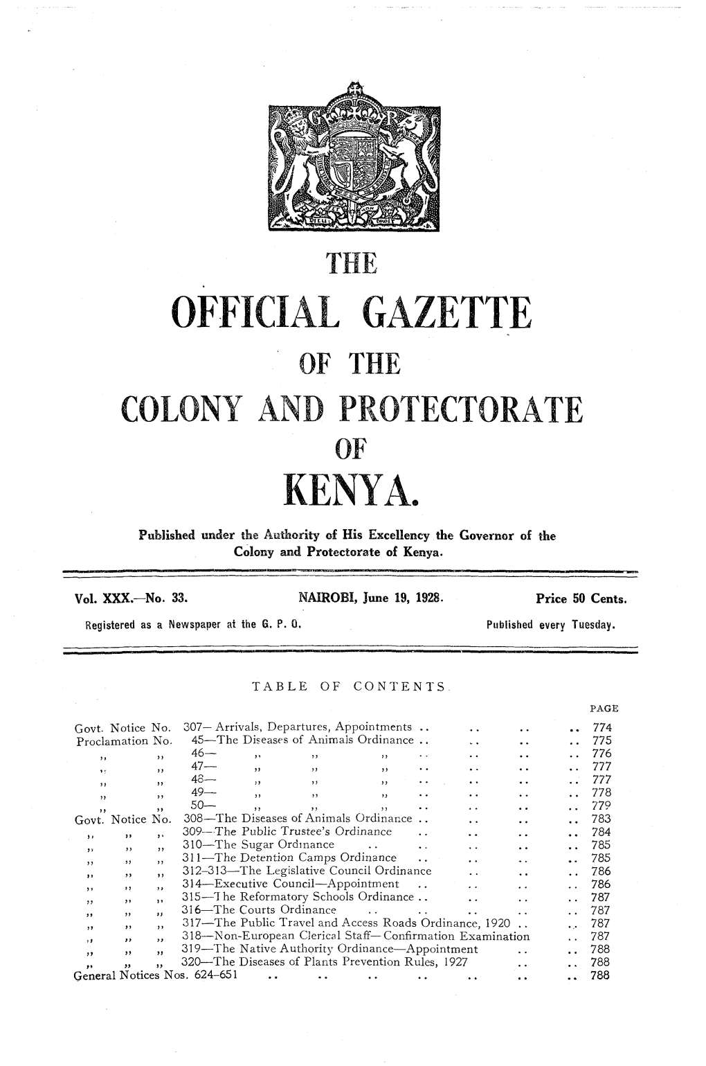 Al Gazette of the Colony and Protectorate Kenya