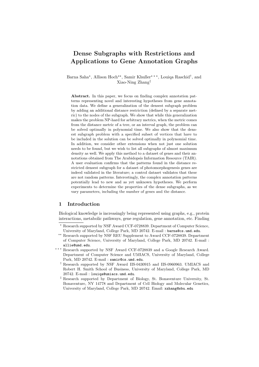 Dense Subgraphs with Restrictions and Applications to Gene Annotation Graphs