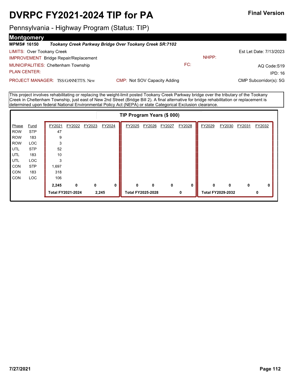 DVRPC FY2021-2024 TIP for PA