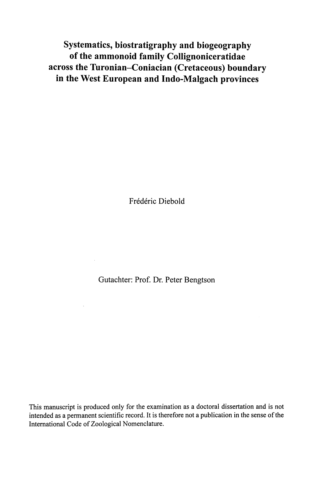 Systematics, Biostratigraphy and Biogeography of the Ammonoid