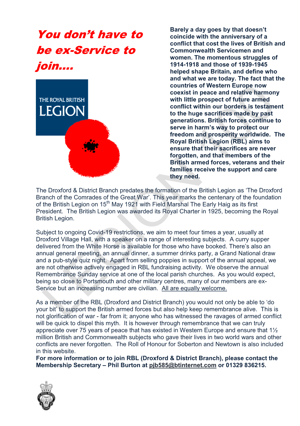 Royal British Legion 2021 Programme