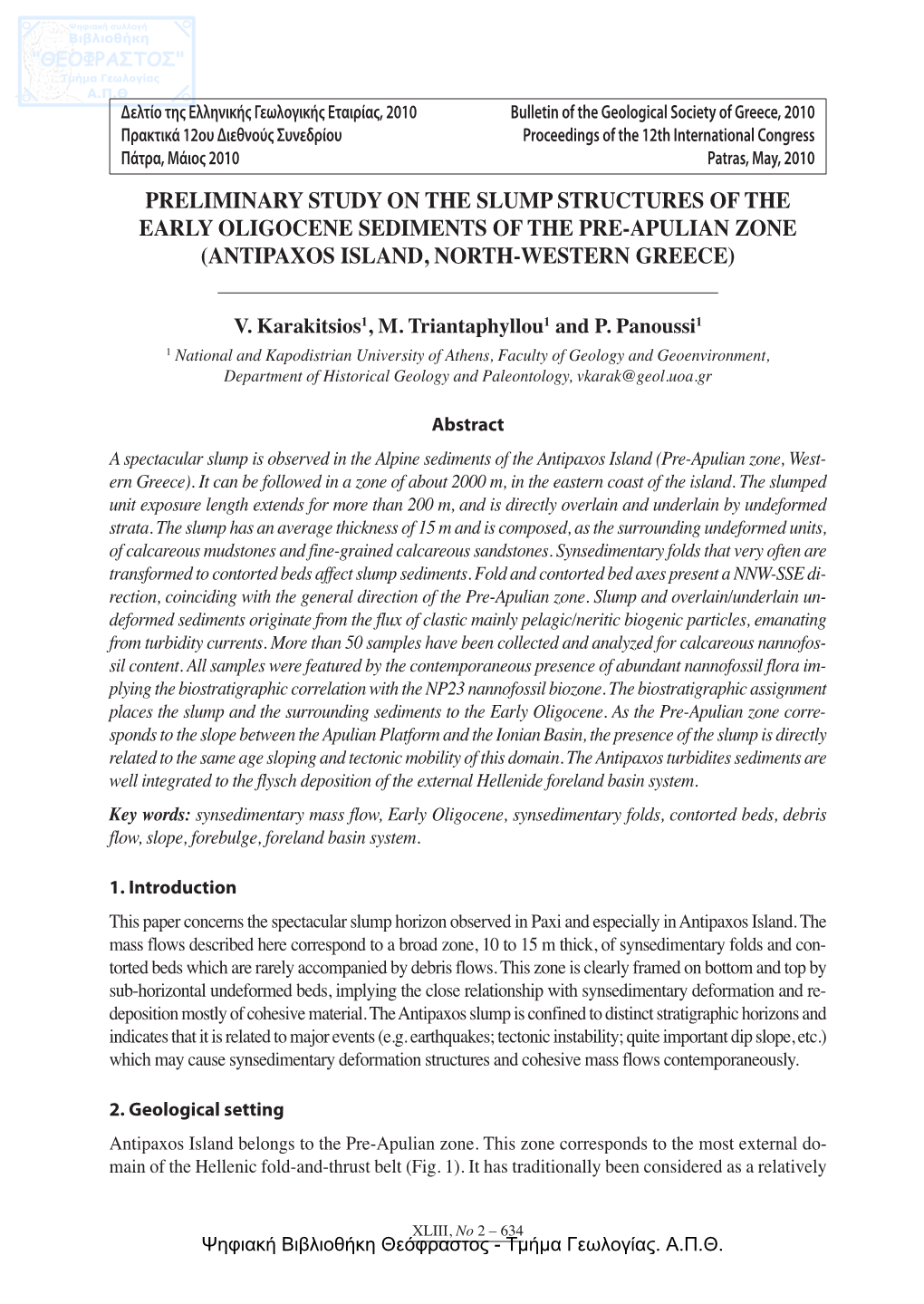 Preliminary Study on the Slump Structures of the Early Oligocene Sediments of the Pre-Apulian Zone (Antipaxos Island, North-Western Greece)