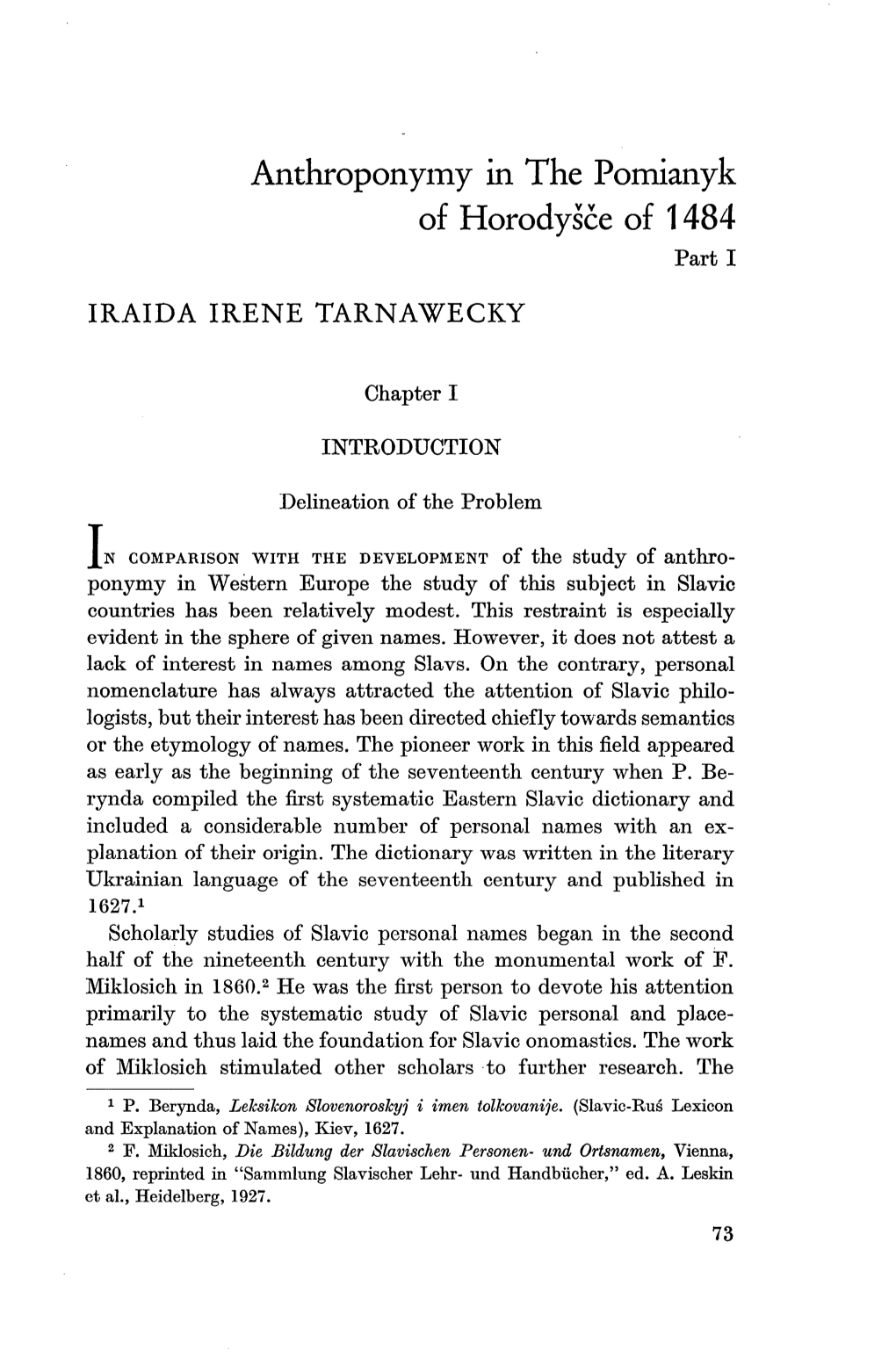 Anthroponytny in the Pomianyk of Horodyâıä“E of 1484