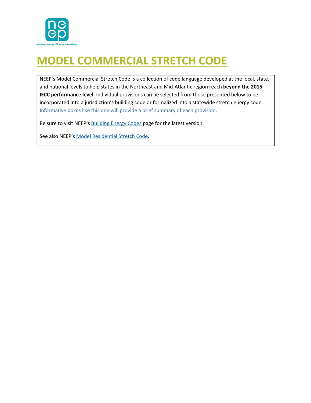 Model Commercial Stretch Code
