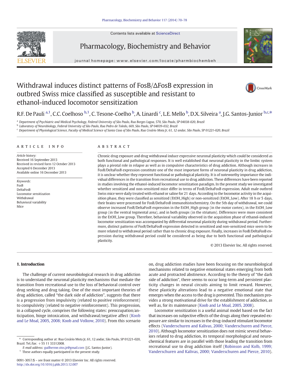 Withdrawal Induces Distinct Patterns of Fosb/∆Fosb Expression In