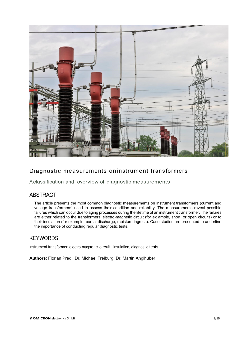 Diagnostic Measurements on Instrument Transformers 2