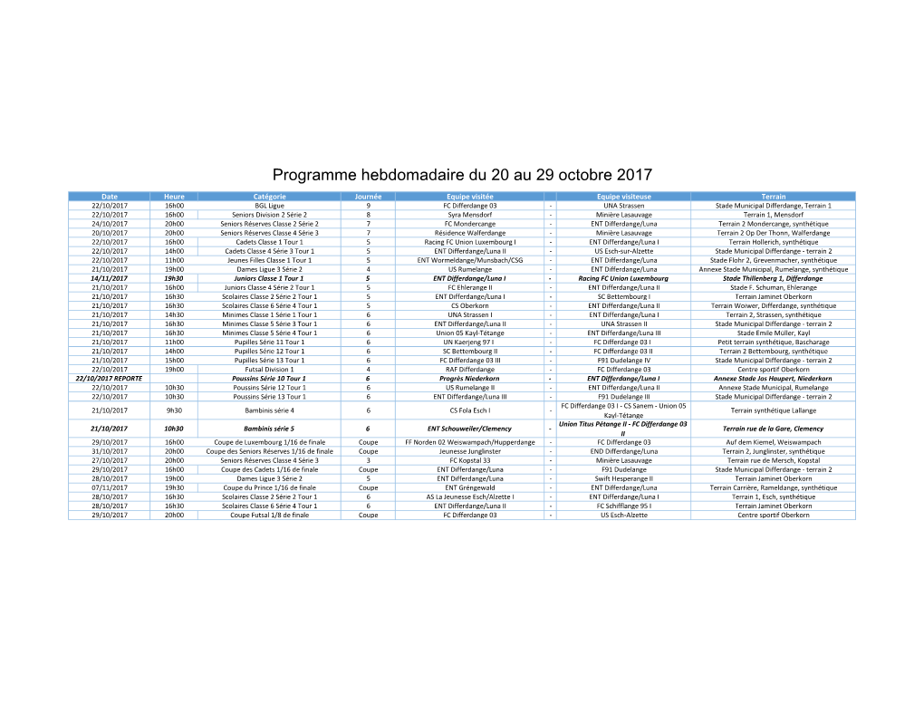 FCD03 Programme Du 19 Au 29 Octobre 2017