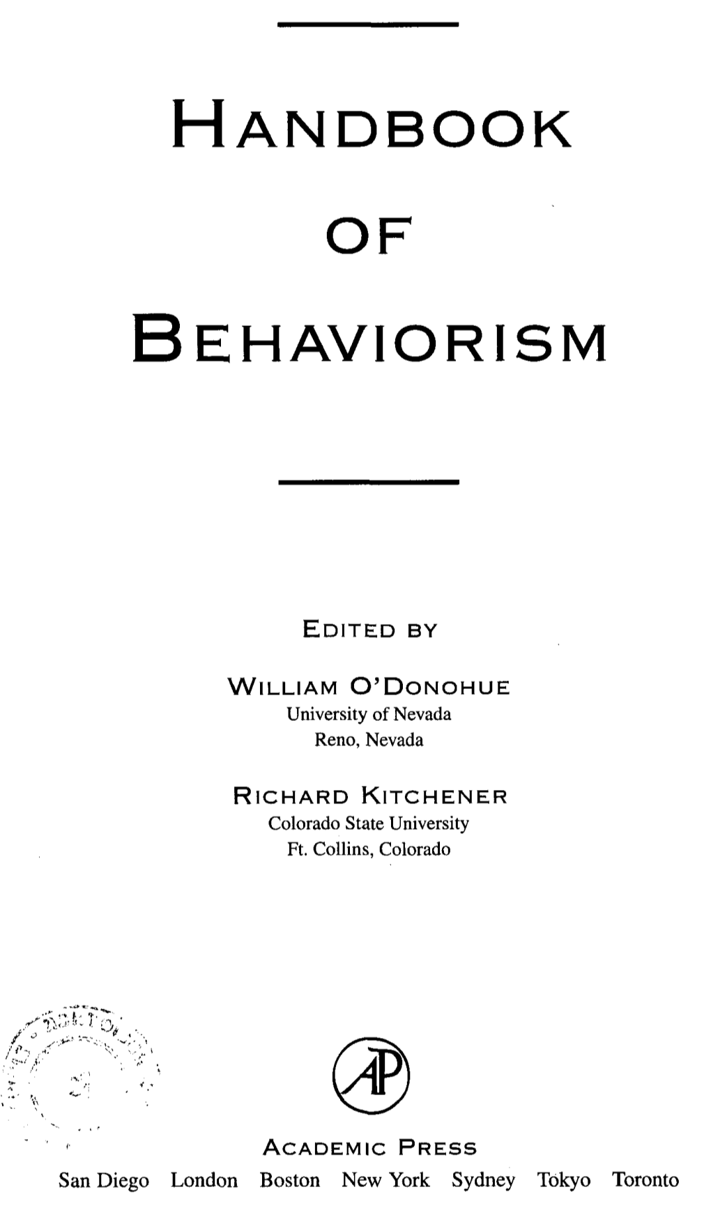 Handbook of Behaviorism