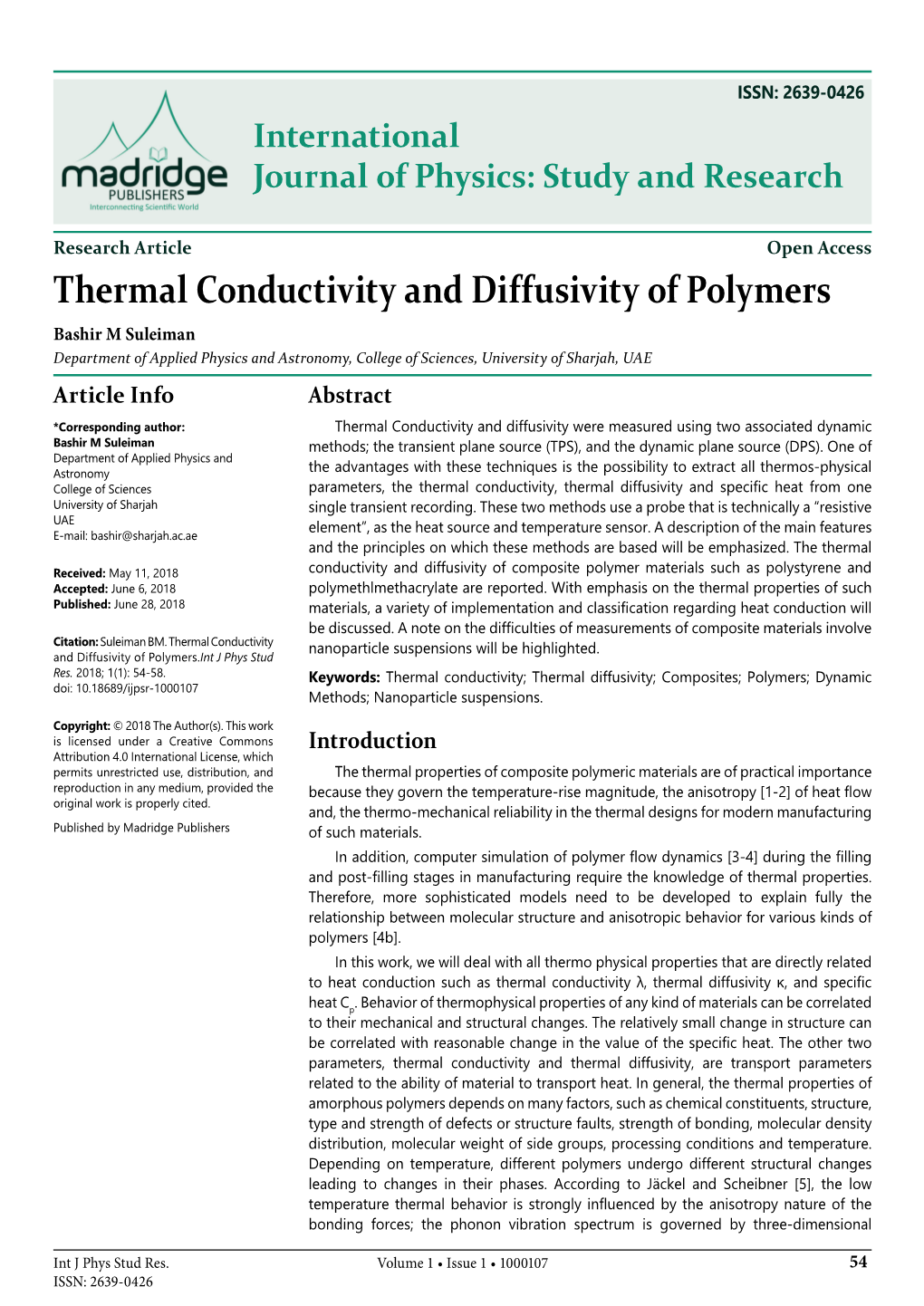 Thermal Conductivity and Diffusivity of Polymers