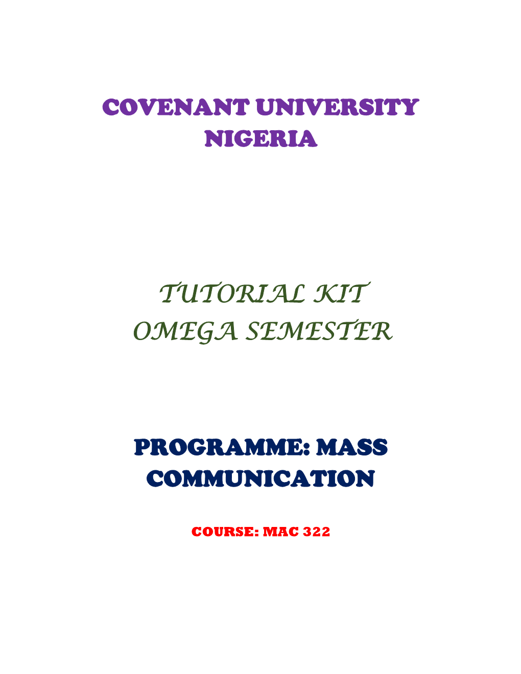 Tutorial Kit Omega Semester