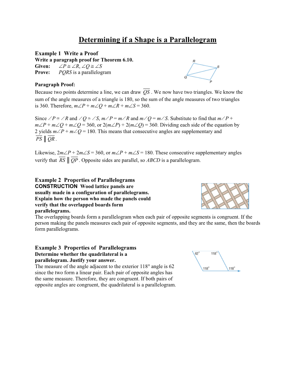 Determining If a Shape Is a Parallelogram