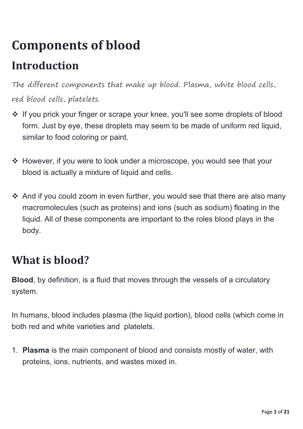 Red Blood Cells, Platelets