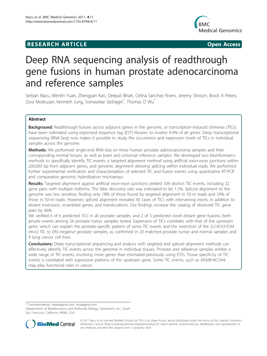 Deep RNA Sequencing Analysis of Readthrough Gene Fusions in Human