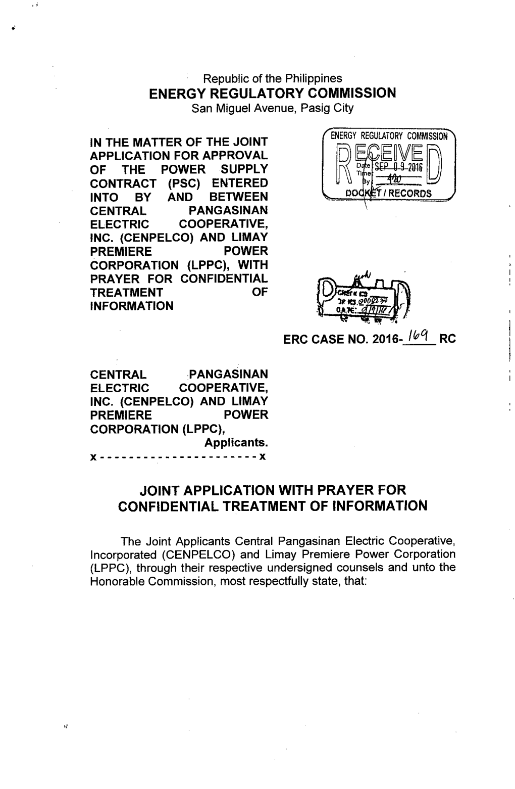 Energy Regulatory Commission Joint