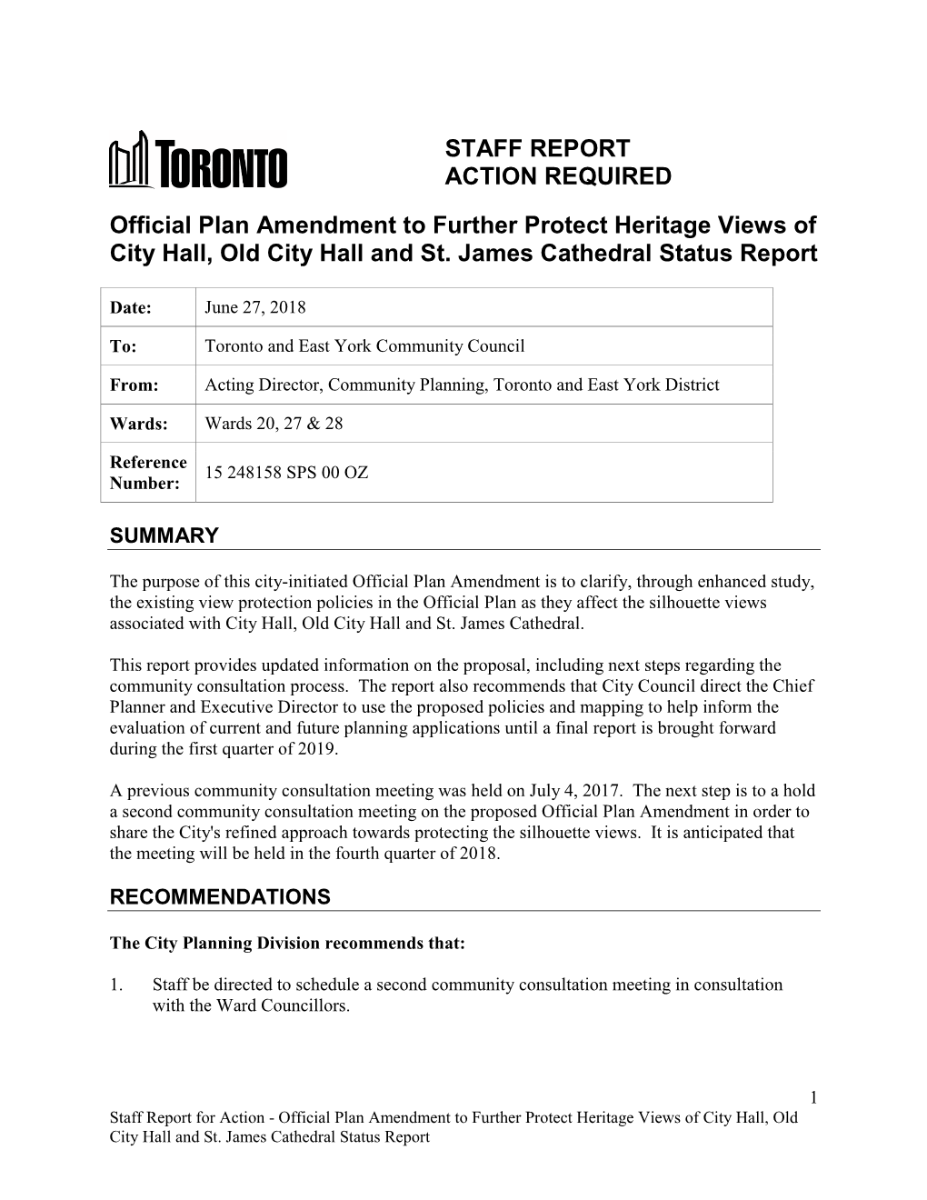 Official Plan Amendment to Further Protect Heritage Views of City Hall, Old City Hall and St