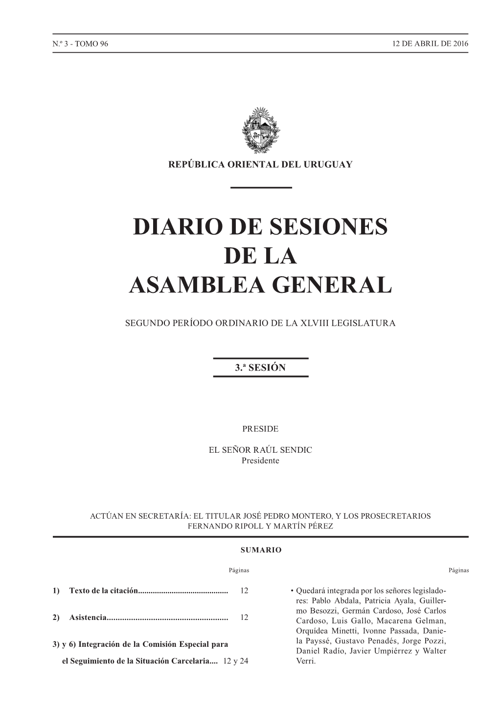 Diario De Sesiones De La Asamblea General