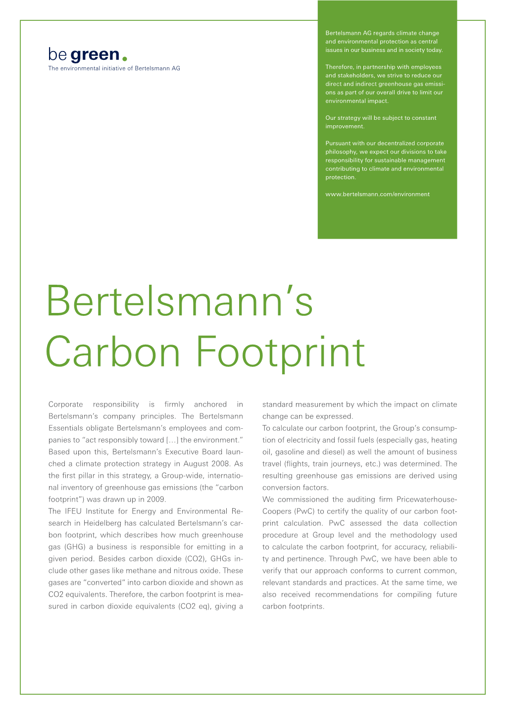 Bertelsmann Carbon Footprint 2008