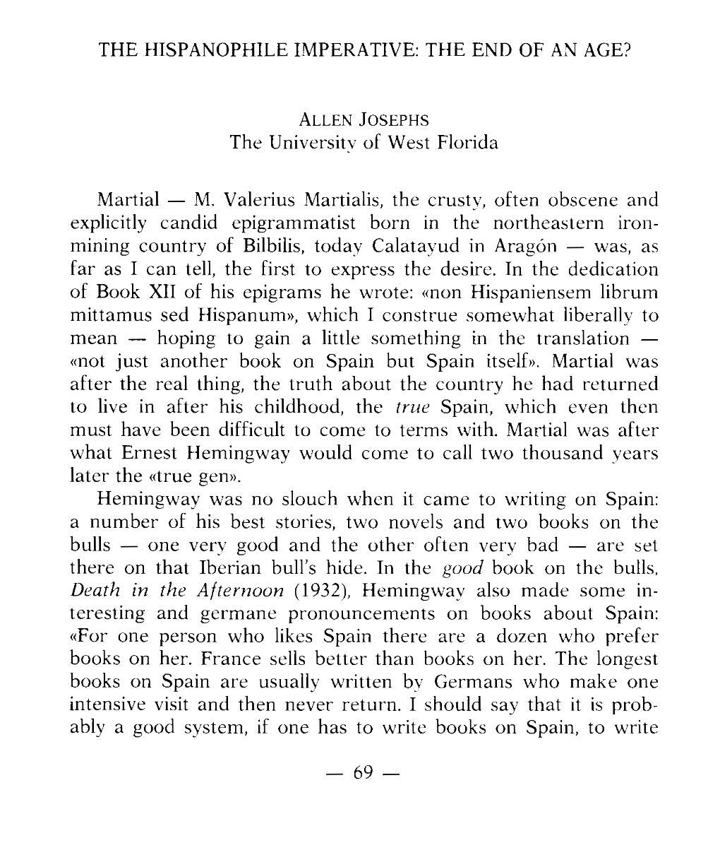 THE HISPANOPHILE IMPERATIVE: the END of an AGE? The