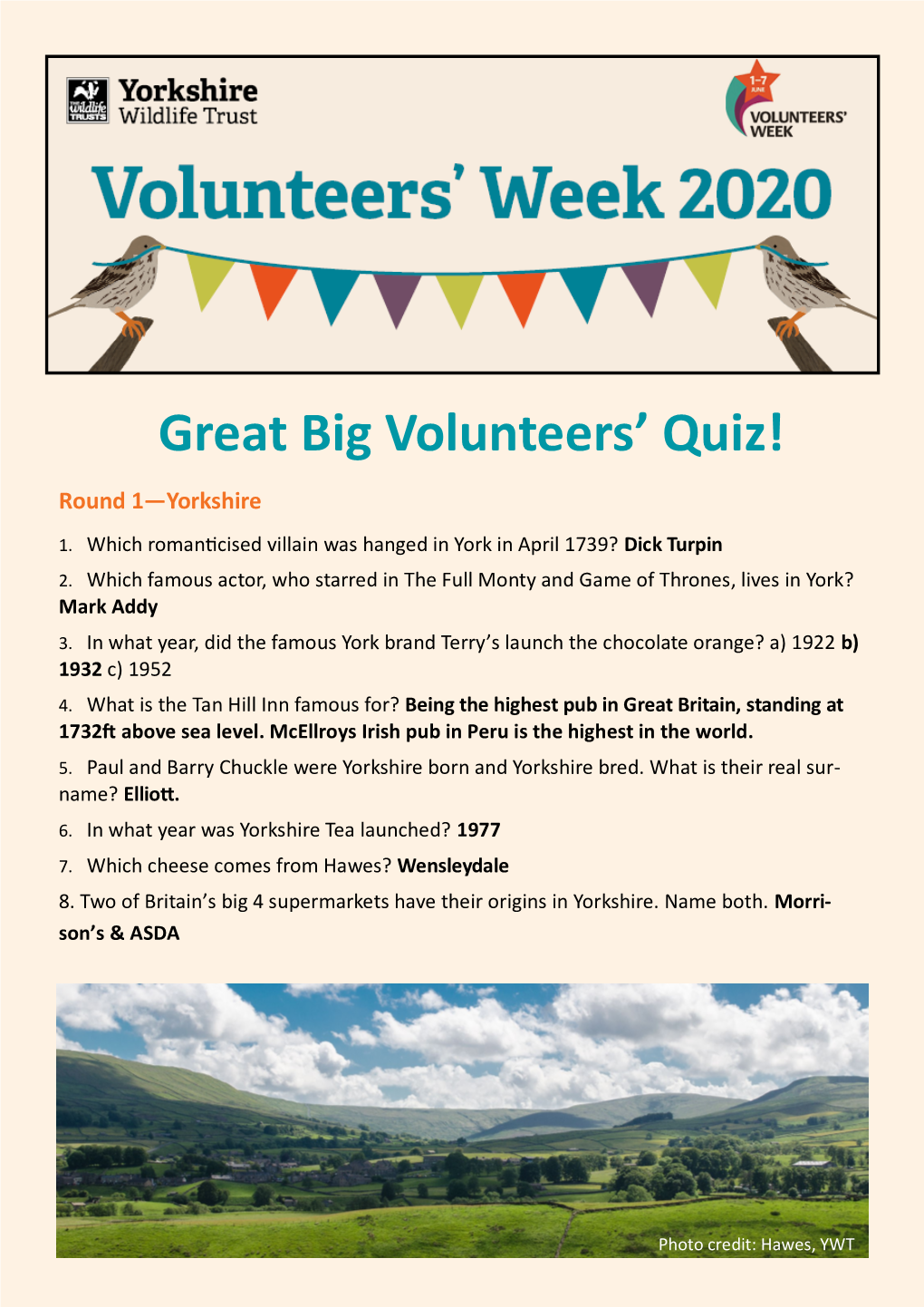 The Great Big Volunteers' Quiz with Answers