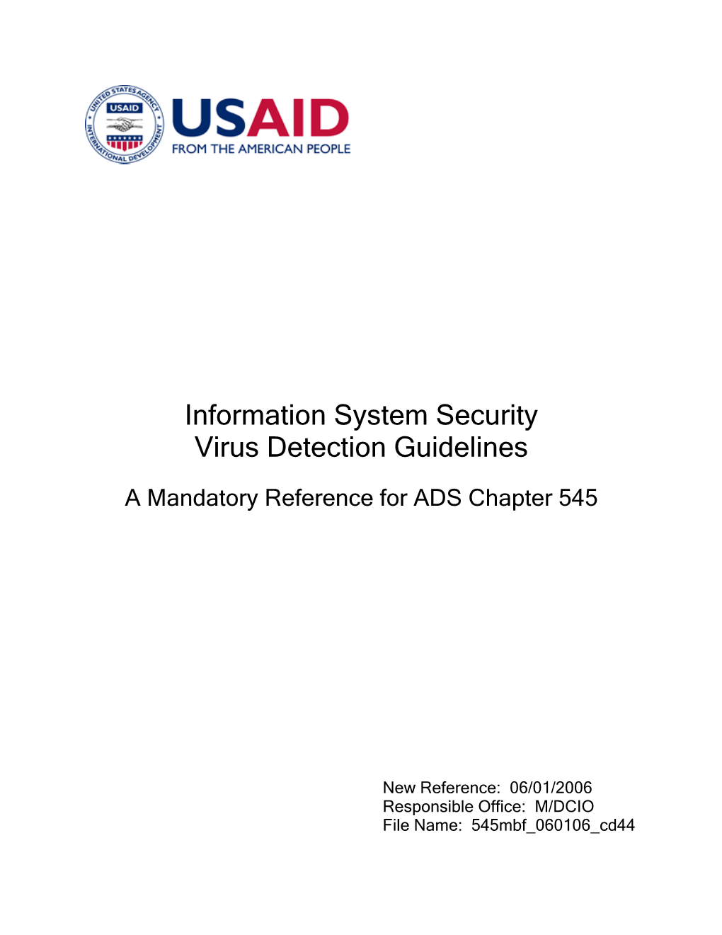 ADS 545Mbf, Information System Security Virus Detection Guidelines