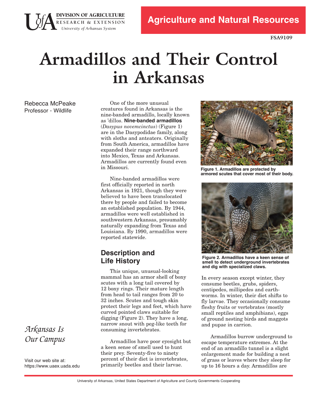 Armadillos and Their Control in Arkansas