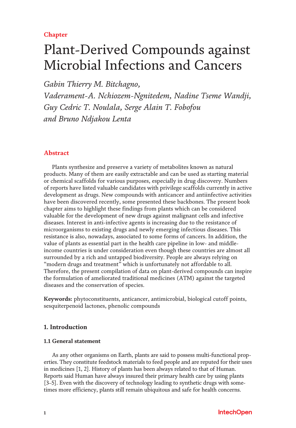 Plant-Derived Compounds Against Microbial Infections and Cancers Gabin Thierry M